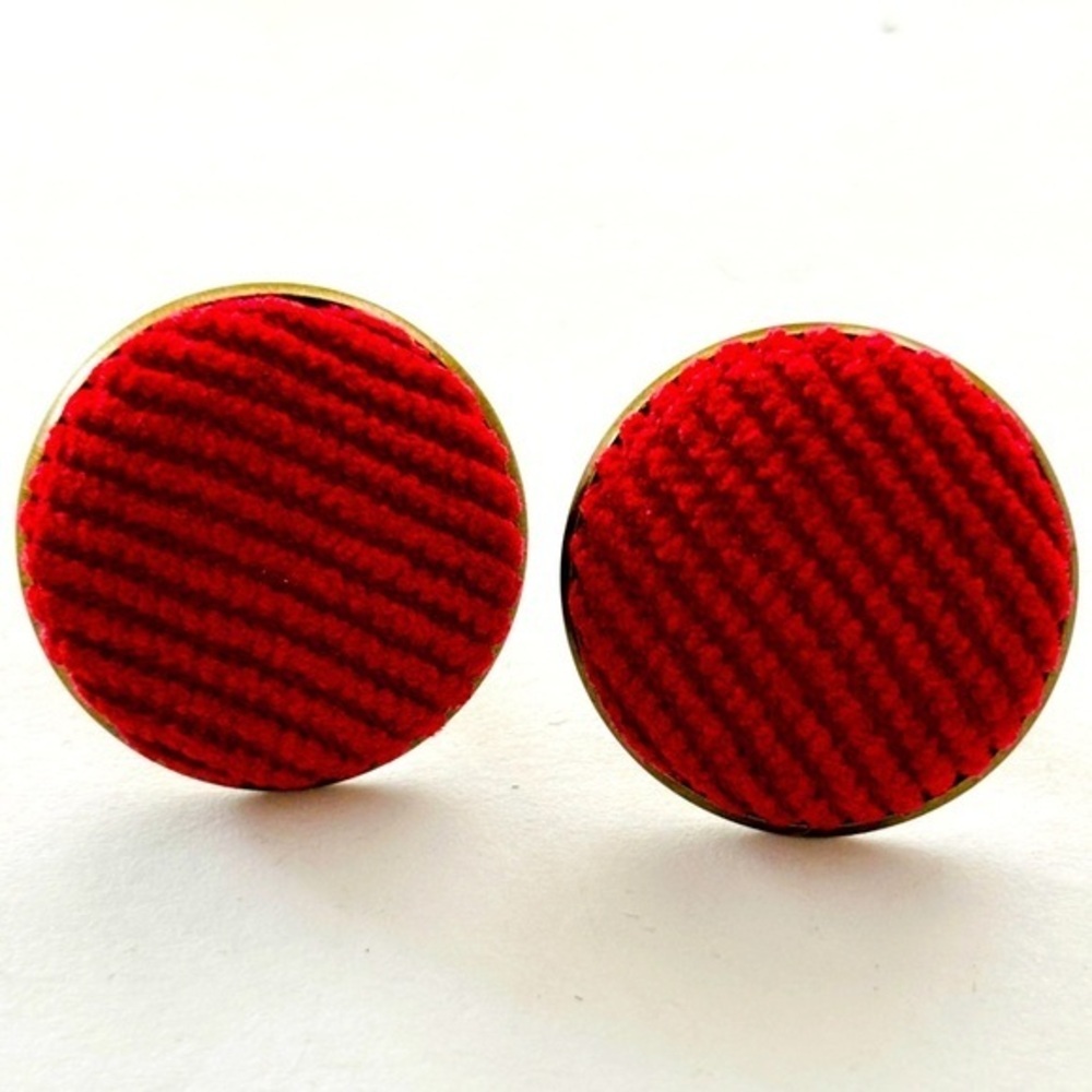 20mm Fabric Button Retro Stud Earrings, Handmade, NWT